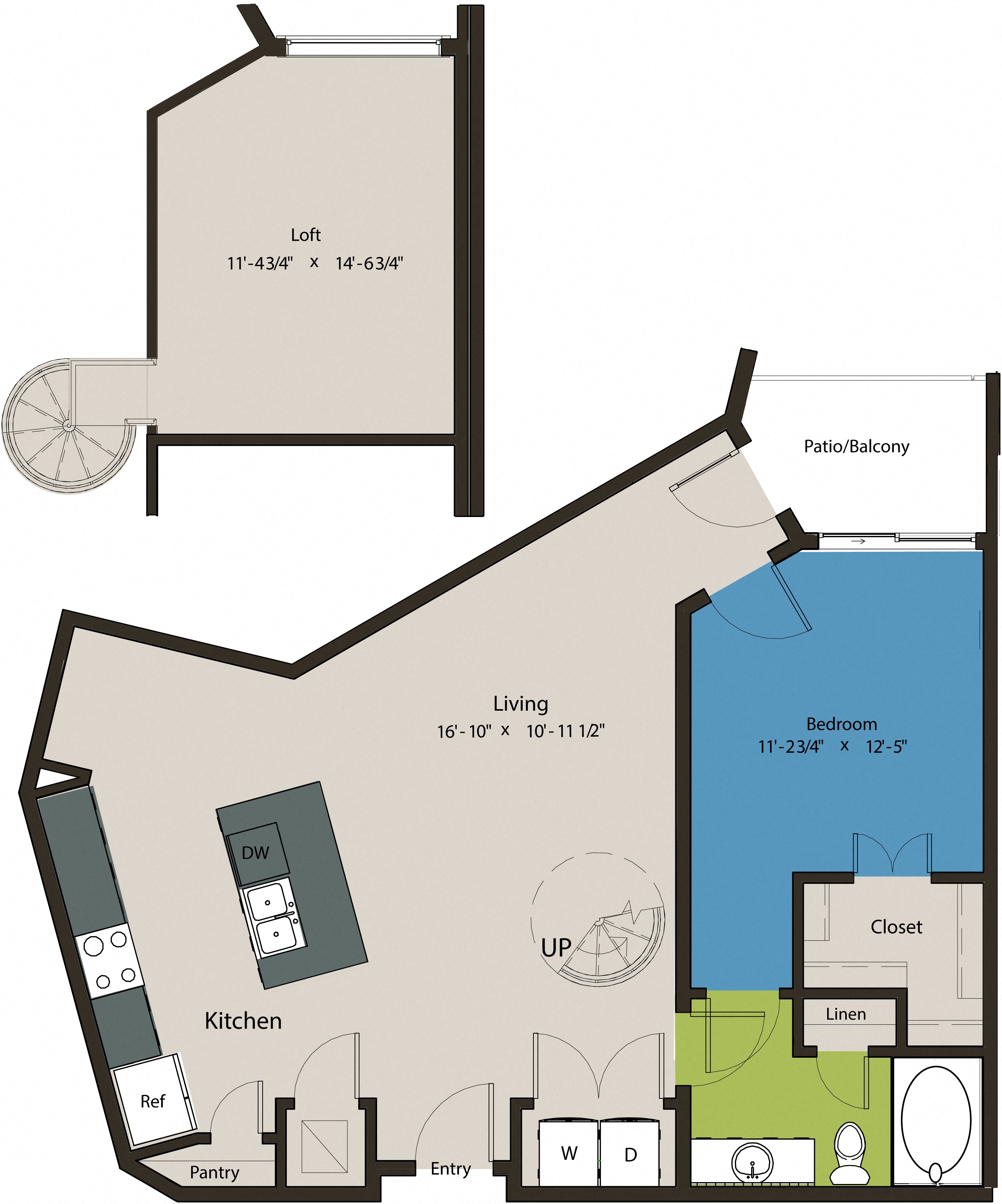 Floor plan layout diagram for 1M-Loft